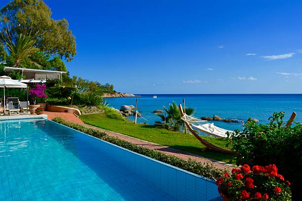 istock View of Mediterranean Sea, Poolside in Arbatax, Sardinia 611636026