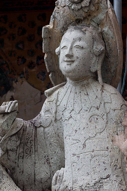istock Close-ups statue the face Chinese Stone Doll. 611745094