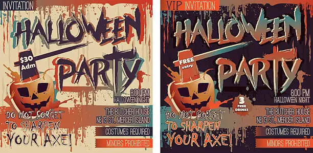 Vector illustration of Halloween Party Set of two square Invitation cards