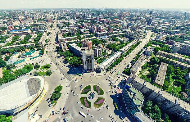 istock Aerial city view. Urban landscape. Copter shot. Panoramic image. 611747534
