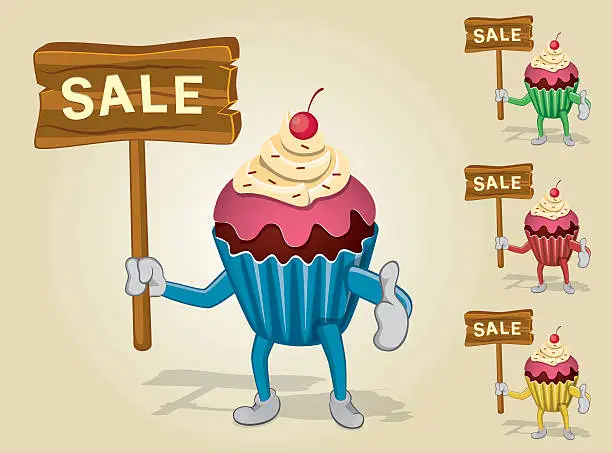 Vector illustration of Cup Cake Sale Thumb Up