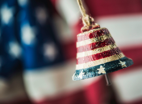 Let freedom ring American flag with patriotic bell