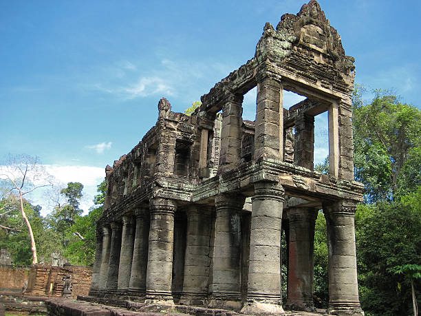 프레아 칸, 앙코르 왕국, 씨엠립, 캄보디아. - banyan tree asian ethnicity art cambodia 뉴스 사진 이미지