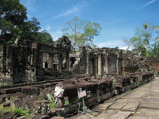 프레아 칸, 앙코르 왕국, 씨엠립, 캄보디아. - banyan tree asian ethnicity art cambodia 뉴스 사진 이미지