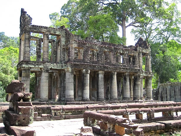 프레아 칸, 앙코르 왕국, 씨엠립, 캄보디아. - banyan tree asian ethnicity art cambodia 뉴스 사진 이미지