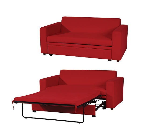 Red sofabed Red sofa bed isolated on white background with clipping path. sofa bed stock pictures, royalty-free photos & images