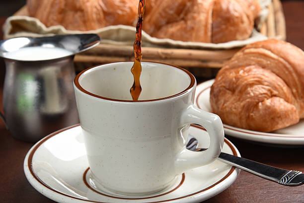 istock Coffee and croissants 611750812