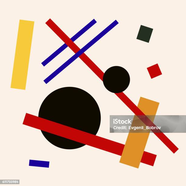 Abstract Suprematism Composition Square Flat Illustration Stock Illustration - Download Image Now