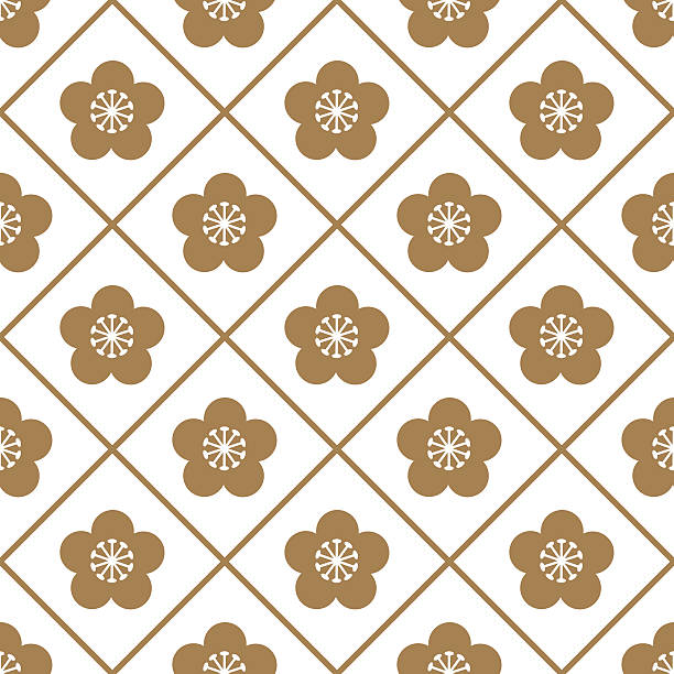 japanese pattern gold Vector japanese pattern gold Vector tree repetition single flower flower stock illustrations