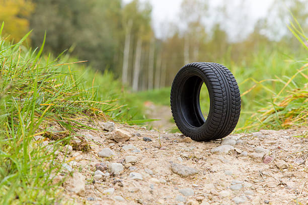 istock Rubber tire on the trail. 611758870
