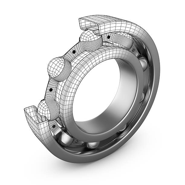 Ball bearing in a cut View of ball bearing structures in a cut. 3D render. roller ball stock pictures, royalty-free photos & images