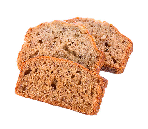istock Almond banana bread on white background 611763494