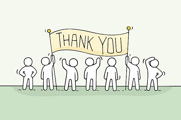 мультфильм рабочих маленьких людей с фразой спасибо. - men drawing cheerful friendship stock illustrations