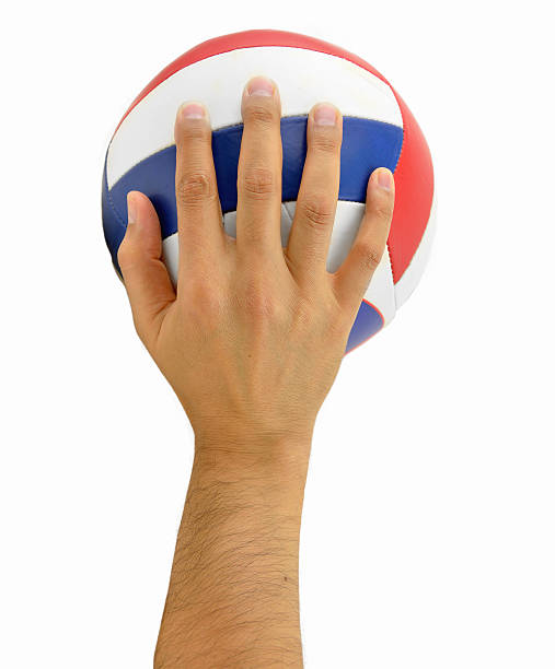 listo para jugar voleibol - volleyball volleying human hand men fotografías e imágenes de stock