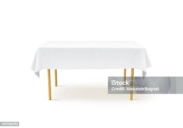 Bank Weiße Tischdecke Mockup Clippingpfad Stockfoto und mehr Bilder von Tischtuch - Tischtuch, Tisch, Weiß