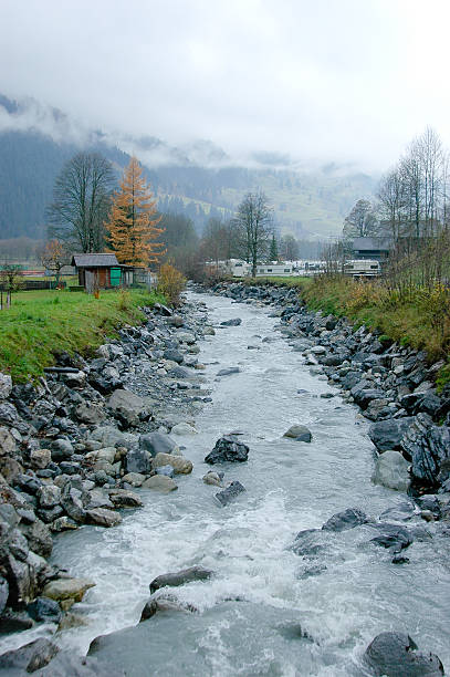 istock River Flowing in Grindelwald in Autumn, Switzerland 611767212