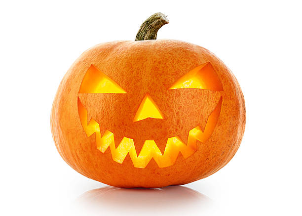 Evil Halloween pumpkin head isolated on white background Evil Halloween pumpkin head isolated on white background halloween pumpkin jack o lantern horror stock pictures, royalty-free photos & images