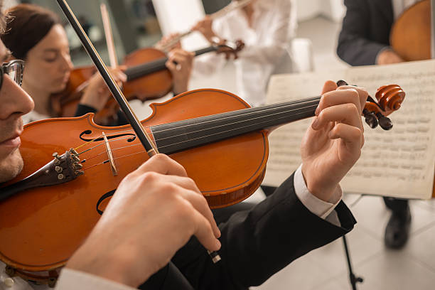 istock Violinist performing with music sheet 611769866