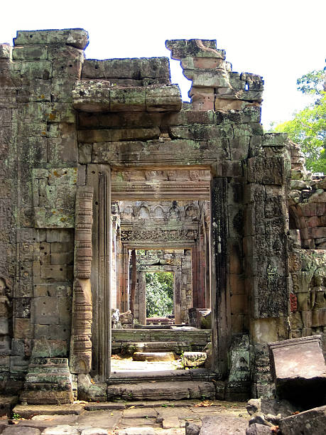 프레아 칸, 앙코르 왕국, 씨엠립, 캄보디아. - banyan tree asian ethnicity art cambodia 뉴스 사진 이미지