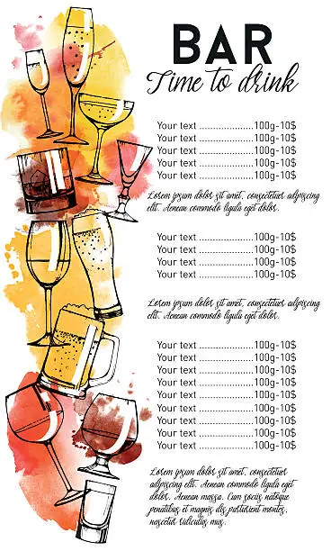 Vector illustration of Alcohol drinks flyer design set