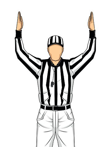 American football referee with both hands up as a touchdown vector on isolated