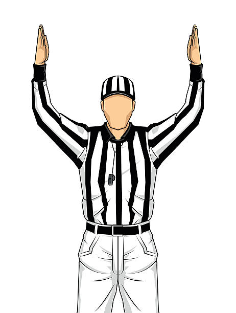 American football referee with touchdown American football referee with both hands up as a touchdown vector on isolated referee stock illustrations