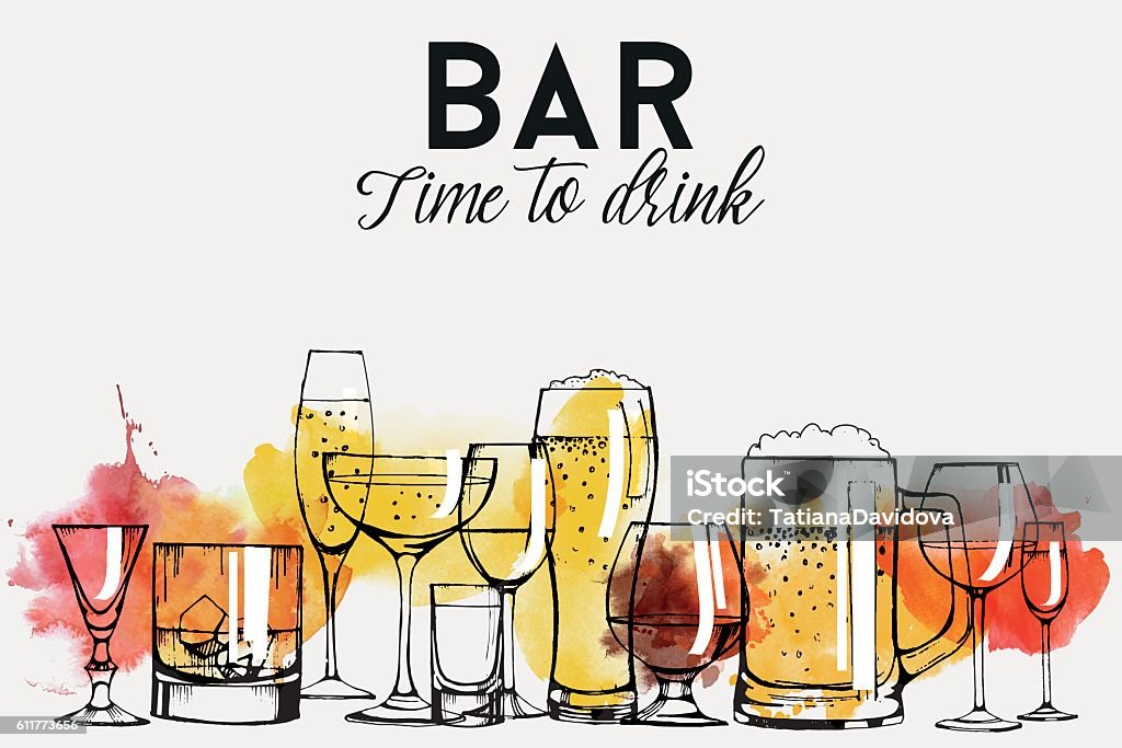 Set di design del volantino per bevande alcoliche - arte vettoriale royalty-free di Birra
