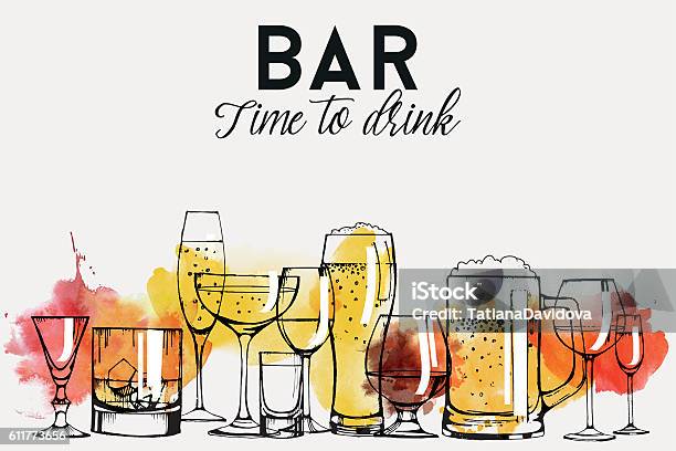 Bar Glasses Vector Stock Illustration - Download Image Now - Cocktail,  Illustration, Alcohol - Drink - iStock