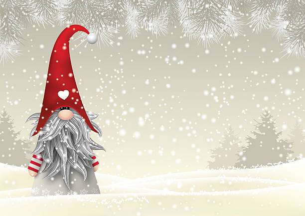 скандинавский рождественский традиционный гном, tomte, иллюстрация - snow nature sweden cold stock illustrations