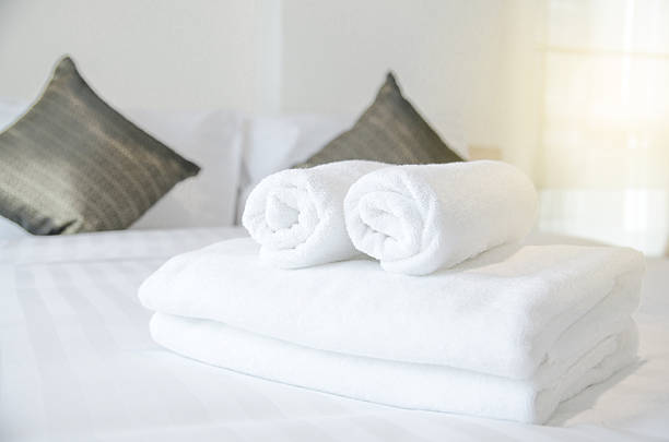 istock Towel in Hotel Room , Welcome guests , Room service 611778934