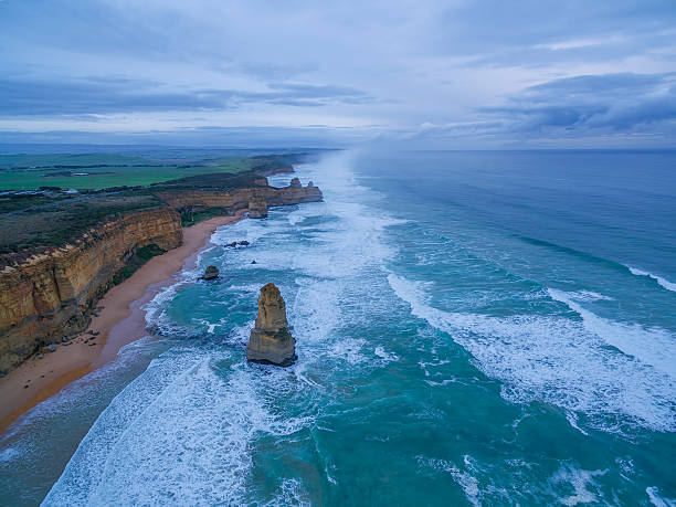 istock Aerial view of twelve apostles coastline 611780134
