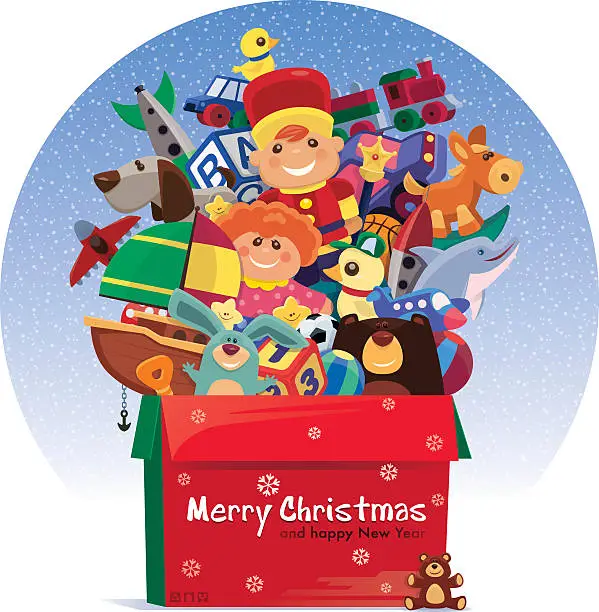 Vector illustration of carton of toys for christmas