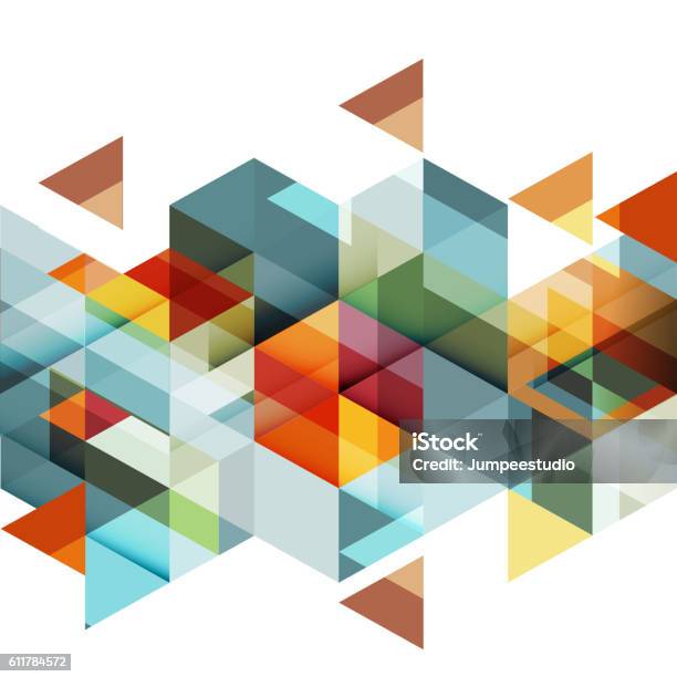 Abstract Colorful Geometric And Modern Overlapping Triangles On White Stock Illustration - Download Image Now