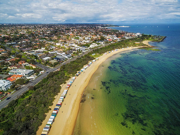 istock Aerial view of Brighton Beach boxes 611785978