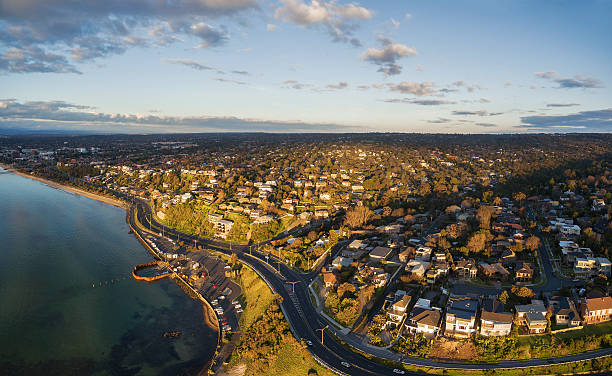 istock Aerial panorama of Frankston coastline 611786312