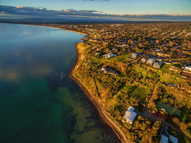 istock Aerial image of Frankston coastline 611786906