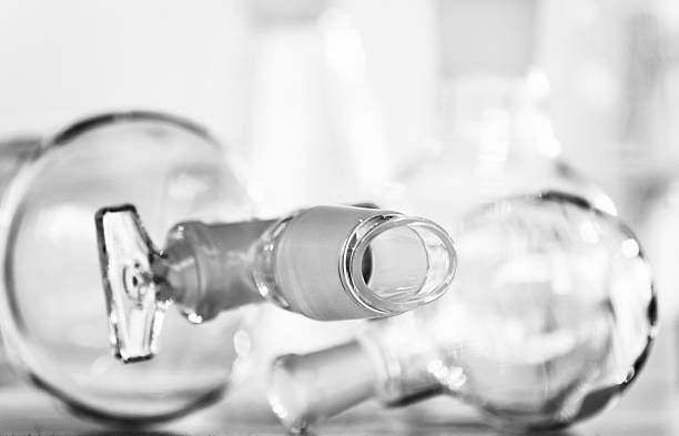istock Chemical laboratory glassware. Abstract background. 611787136