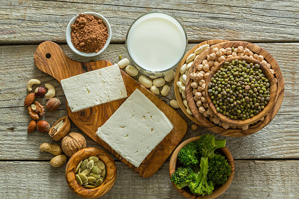 istock Selection vegan protein sources on wood background 611788758
