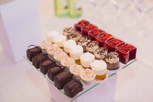 istock Different kinds of baked sweets on a buffet 611789506