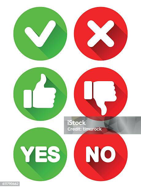 Yes And No Icons Stock Illustration - Download Image Now - Yes - Single Word, Icon Symbol, Thumb