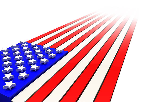 istock 3D Rendering of American Flag in Strong Perspective 611790814