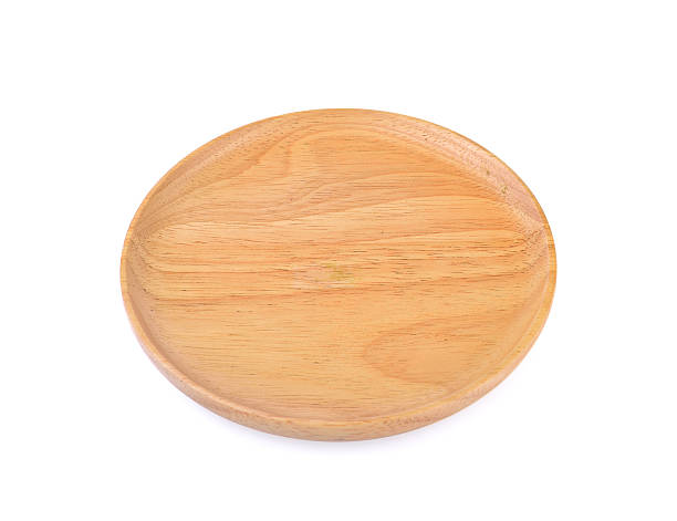 istock wooden  plate on white background 611857500
