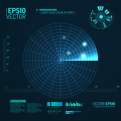 Cool Radar Graphics Blue Radar Screen Vector Illustration For Your Design Technology ...