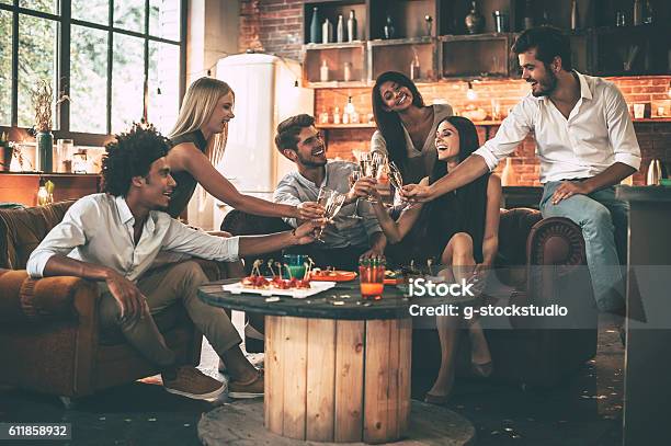 Cheers Stock Photo - Download Image Now - Domestic Life, Friendship, Home Interior