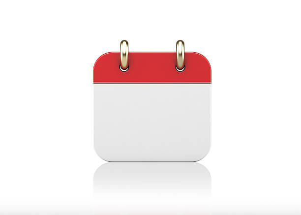istock Red Empty Calendar Icon Standing on White Background 611859804