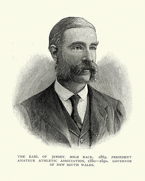Victor Child Villiers, 7th Earl of Jersey Vintage engraving of Victor Child Villiers, 7th Earl of Jersey, He served as Governor of New South Wales, Australia, between 1891 and 1893. governor stock illustrations