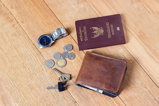 istock top view wallet and passport on white background 611864800