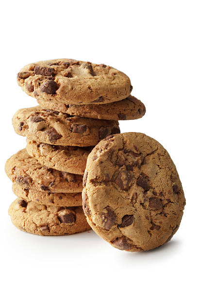 istock Pastry: Chocolate Chip Cookies Isolated on White Background 611867008
