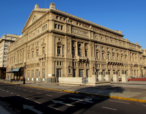 Facade of the Madrid Stock Exchange building , Spain