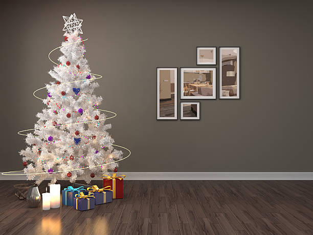 istock Christmas tree with decorations in the living room. 3d illustrat 611869910